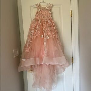 Elegant Pink Floral Little Girl Gown Size 5